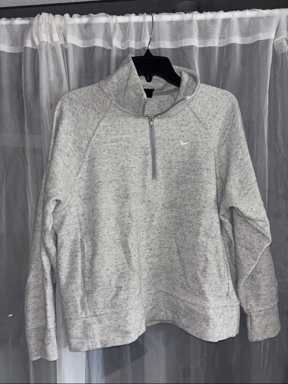 Nike Women’s Light Gray Quarter-Zip Pullover Sweatshirt